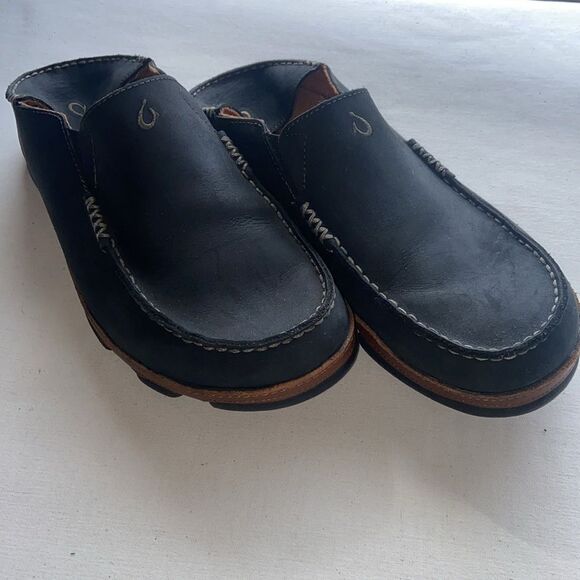 Olukai Men's Black Leather Loafers Moloa Men’s size 9.5 - Picture 9 of 9